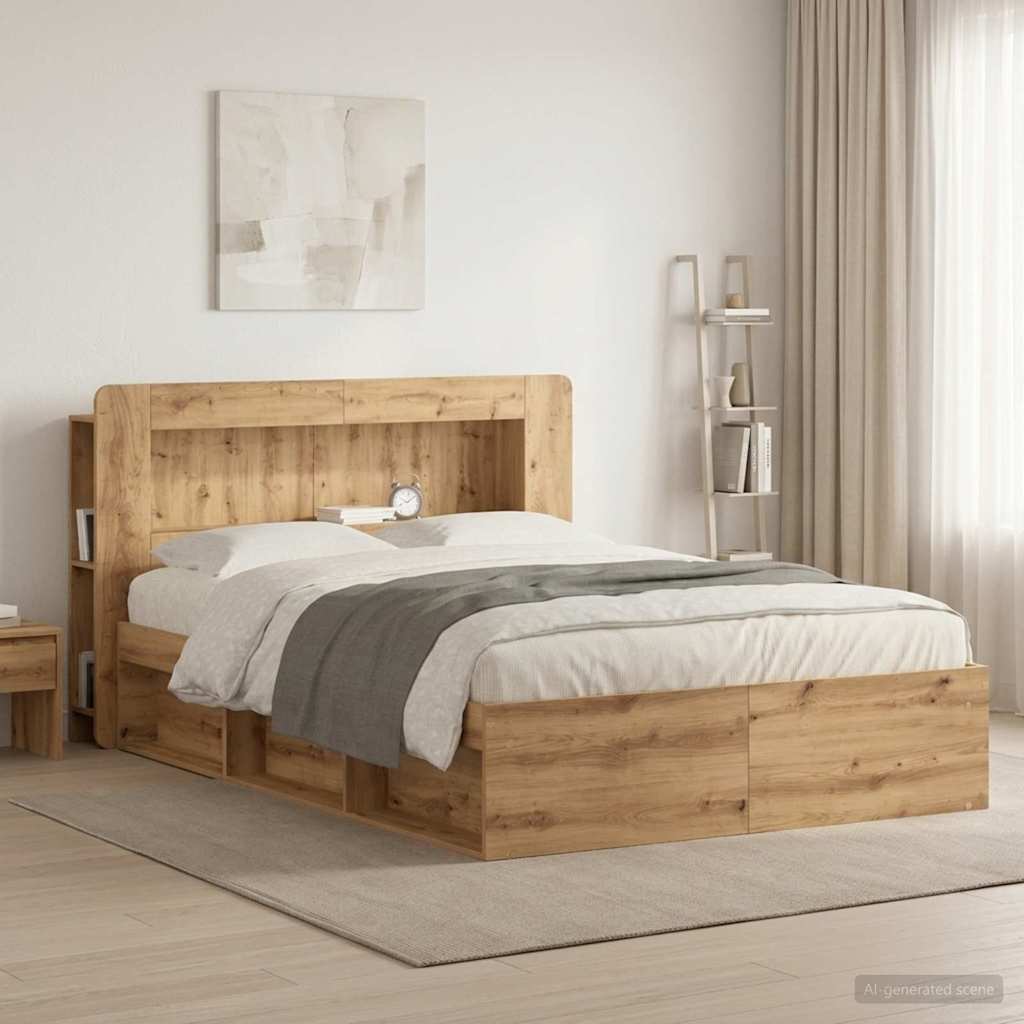 Headboard Cabinet Artisan Oak 160 Cm Engineered Wood