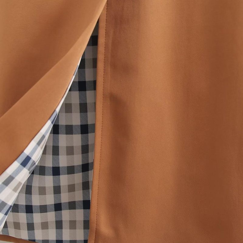 Kaslead New Arrival Women's Fashion Style Stylish Simple and Versatile Plaid Lining Trench Coat Outwear