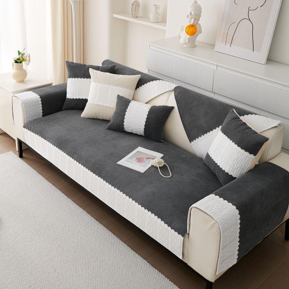 Living Room Anti-slip Couch Sofa Cover Summer Nordic Corduroy Solid Color Sofa Cushion Cover Slipcover Funda