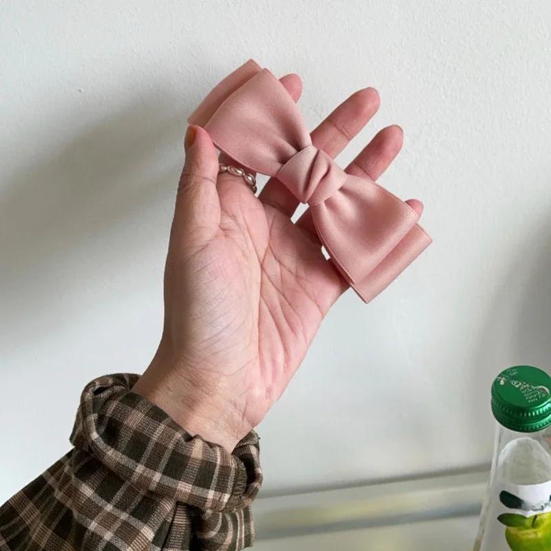 

Korean Fashion Bow Spring Hair Clips Elegant Headwear Girls Black Pink Hair Pin Simple Spring Barrettes Hair Accessories