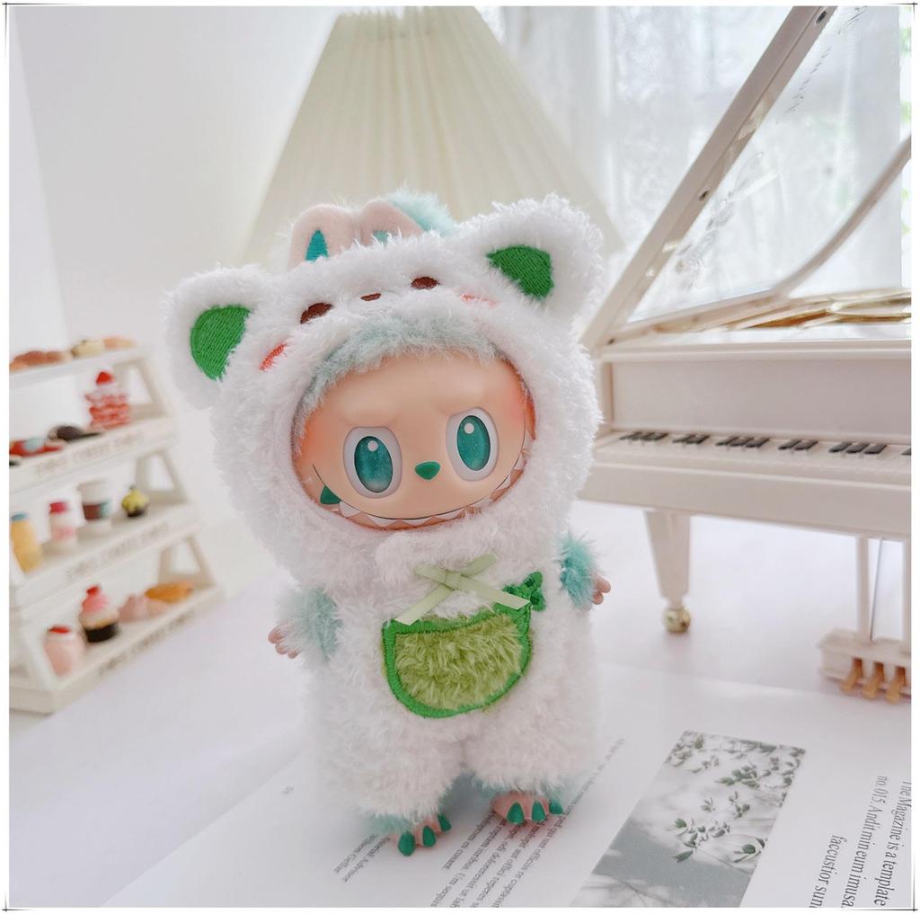 First, Second, and Third Generation Labubu Doll Clothes: 17cm Plush Onesie for 10cm Labubu Dolls, Cute Cartoon Design