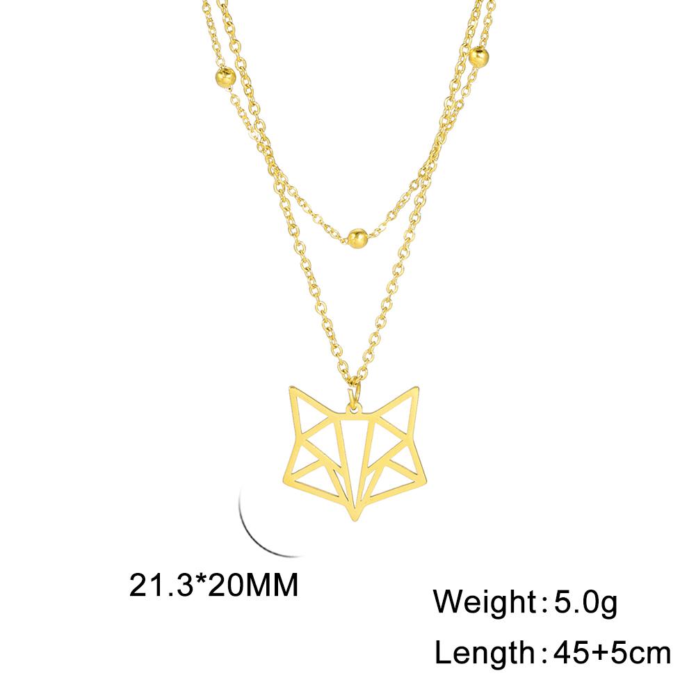 Cazador Hollow Fox Pendant Necklaces for Women Girls Cute Animal Neck Chains Stainless Steel Jewelry Birthday Gifts Wholesale