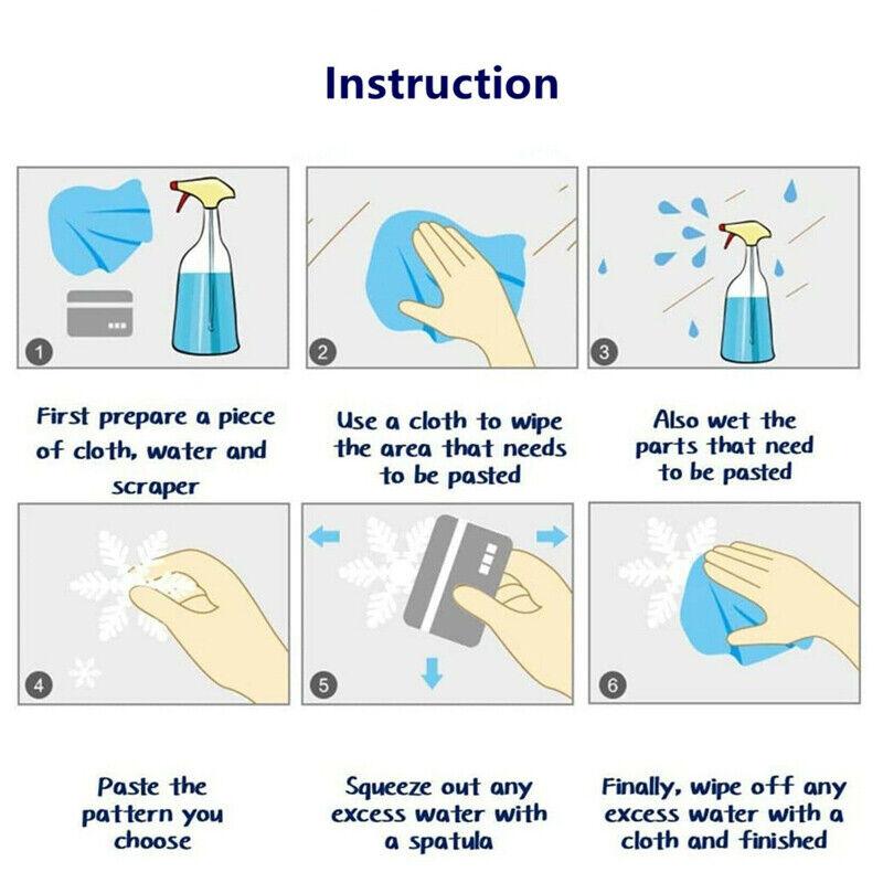 5 Sheets Christmas Decoration Sticker Glass Window Decoration Blue Elk Static Window Stickers Christmas Snowflakes Removable Static PVC Stickers