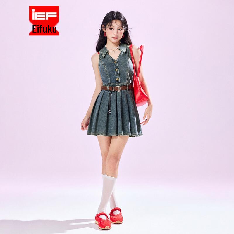 IEF 2026 Summer Retro Denim Vest Dress L