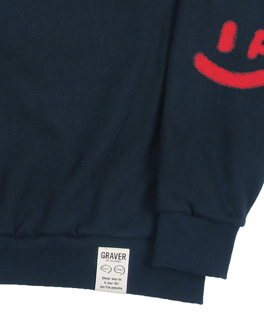 GRAVER [Unisex] Elbow Spray Smile Drawing Sweatshirt_Navy