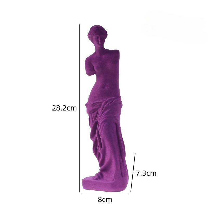 

Nordic Art Theme Home Decor Venus Statue Figurine Flocked Resin Craft for Entrance Living Room Office Desktop Decoration фиолетовый