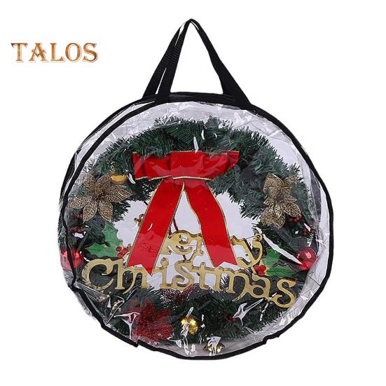 

Сумка для хранения рождественских венков с ручкой, застежкой-молнией, большой вместимости, прозрачные гирлянды, мини-деревья, пылезащитный органайзер L чёрный