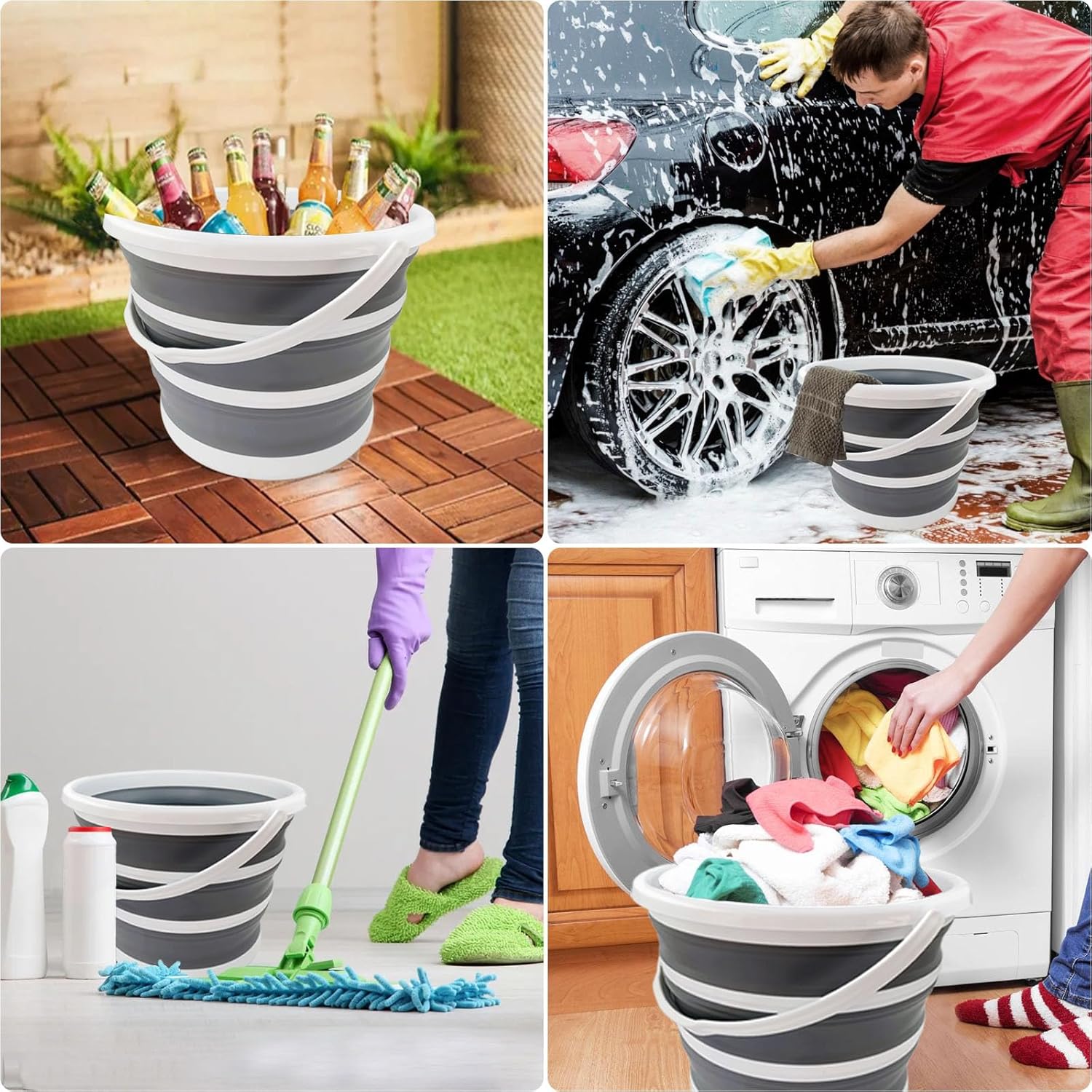 

Складное ведро-10л (2,6 галлона) Ведро для уборки с ручкой-складное складное портативное пластиковое ведро для воды, складное ведро для швабры, для мытья автомобиля