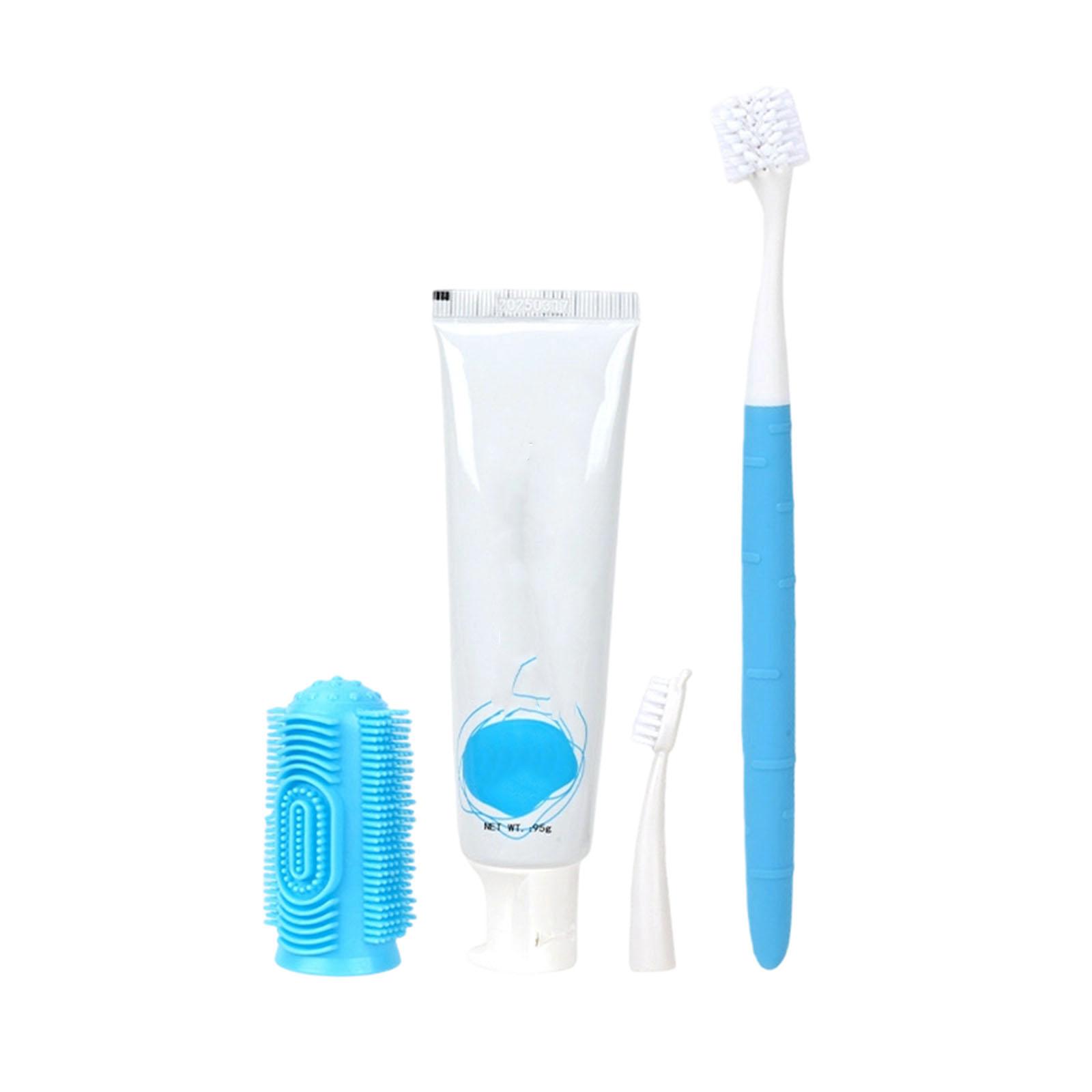 

Finger Toothbrush With Detachable Brush Head For Oral Hygiene Products Pet Toothpaste Set синий