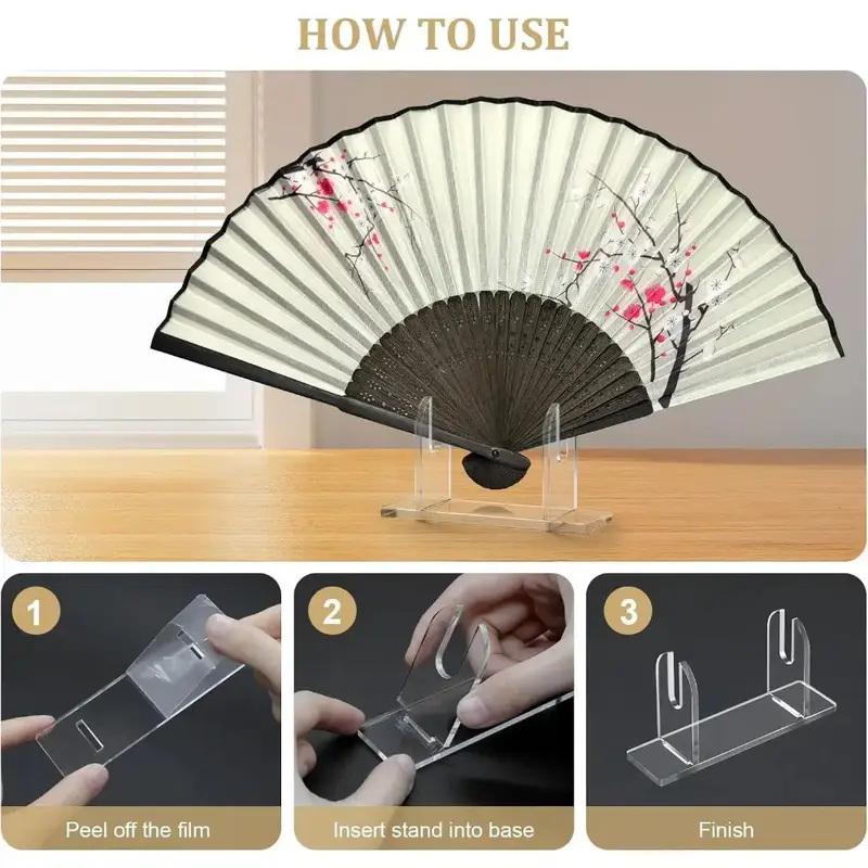 1/2 Stück Acryl Fächer Aufsteller Faltbarer Fächerständer Halter Platzsparender Schreibtisch Organizer Für Japanische & Chinesische Handfächer