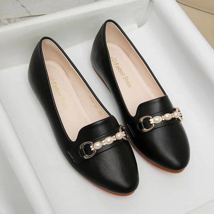 New Doudou shoes soft leather flat-soled single shoes spring soft-soled non-slip nurse shoes 35 чёрный