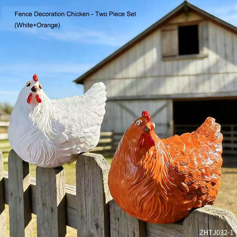 Funny Cute Chicken Fence Decoration Statue Resin Garden Chicken Hen Sculpture Craft Courtyard Home Decoration Ornament Gift