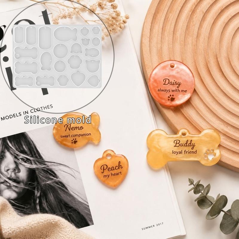 Early Riser D6611 Pet Tag Mold Keychain Resin Mold Decorative Pendant Mold for DIY Craft Accessories and Crystal Projects