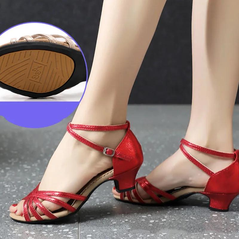 Latin Dance Shoes Women Square Dance Social Soft Sole Waltz Lightweight Shockproof Synthetic Leather Shoes Adults