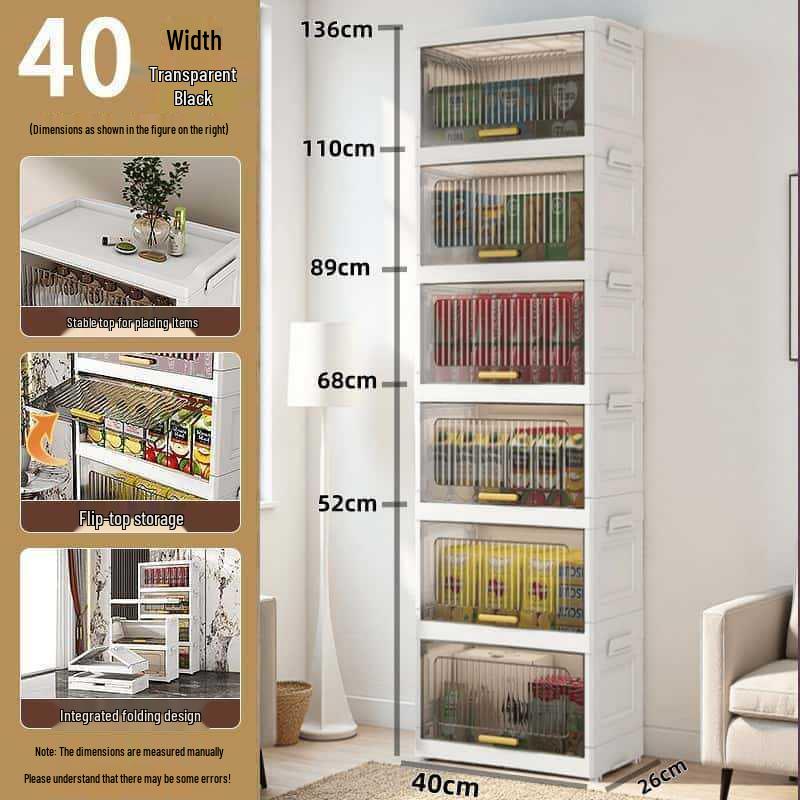 Foldable Five-Drawer Multi-Layer Storage Cabinet for Home, Bedroom, or Kitchen