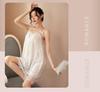 Camisón de encaje de tirantes de verano para mujer - Lencería y pijamas sexys con atadura