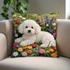 Adorable 2D Flat-Printed Dog Pillow Cover with Vibrant Flower Design Sofa Cushion Cover, Home Decoration, 2D Printing