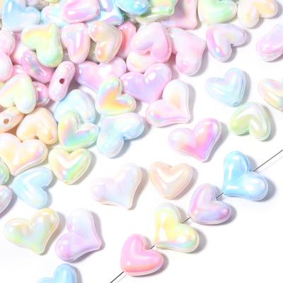 10pcs Acrylic Heart Beads Shiny Love Heart Loose Spacer Beads For Jewelry Making DIY Bracelets Necklace Earrings Phone Key Chain