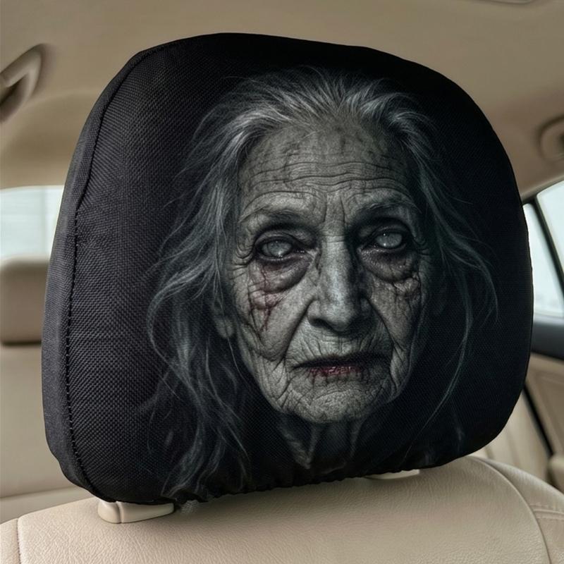 Prank Face Car Headrest Covers Unique Decors For Spooky Themed Interior Decors And Comfortable Neck Support