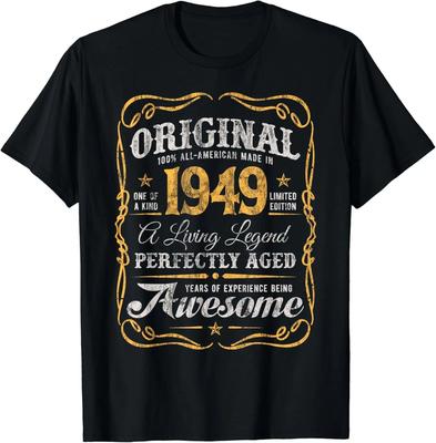 Vintage Né en 1949 Classique 75e Anniversaire Cadeau Original T-Shirt Unisexe