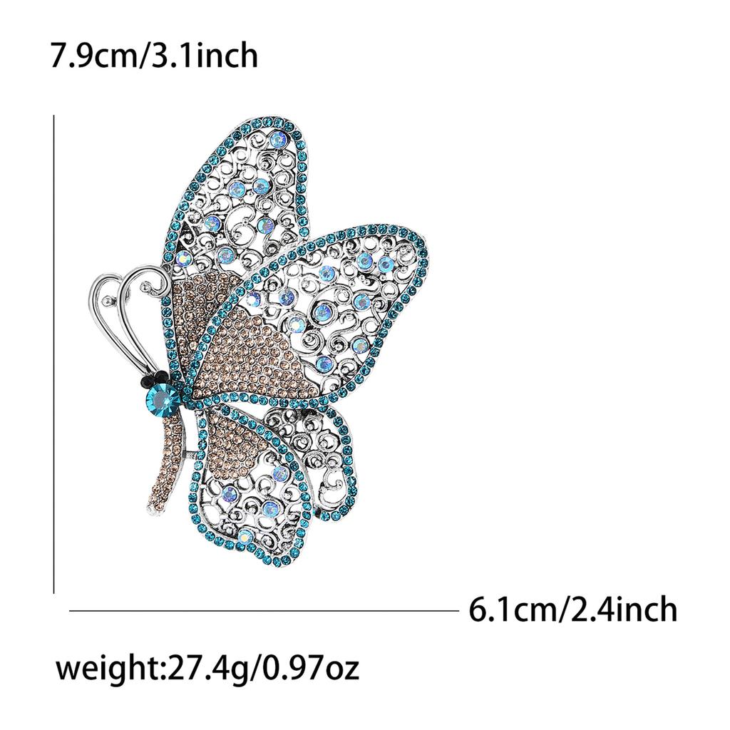 Vintage Alloy Rhinestone Big Butterfly Brooch Exquisite Fashion Women'S Suit Cardigan Corsage Ornament Pin