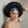 Bonetă de Satin pentru Somn Imprimeu Geometric Floare de Leopard Bonetă de Păr din Mătase cu Bandă Elastică Reduce Frecarea Previne Frizz-ul Cozi Femei Păr Cret Noapte