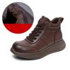 Johnature Lace Up Genuine Leather Short Boots Thick Soled Leisure Soft Soled Wedge Heels Women's Shoes