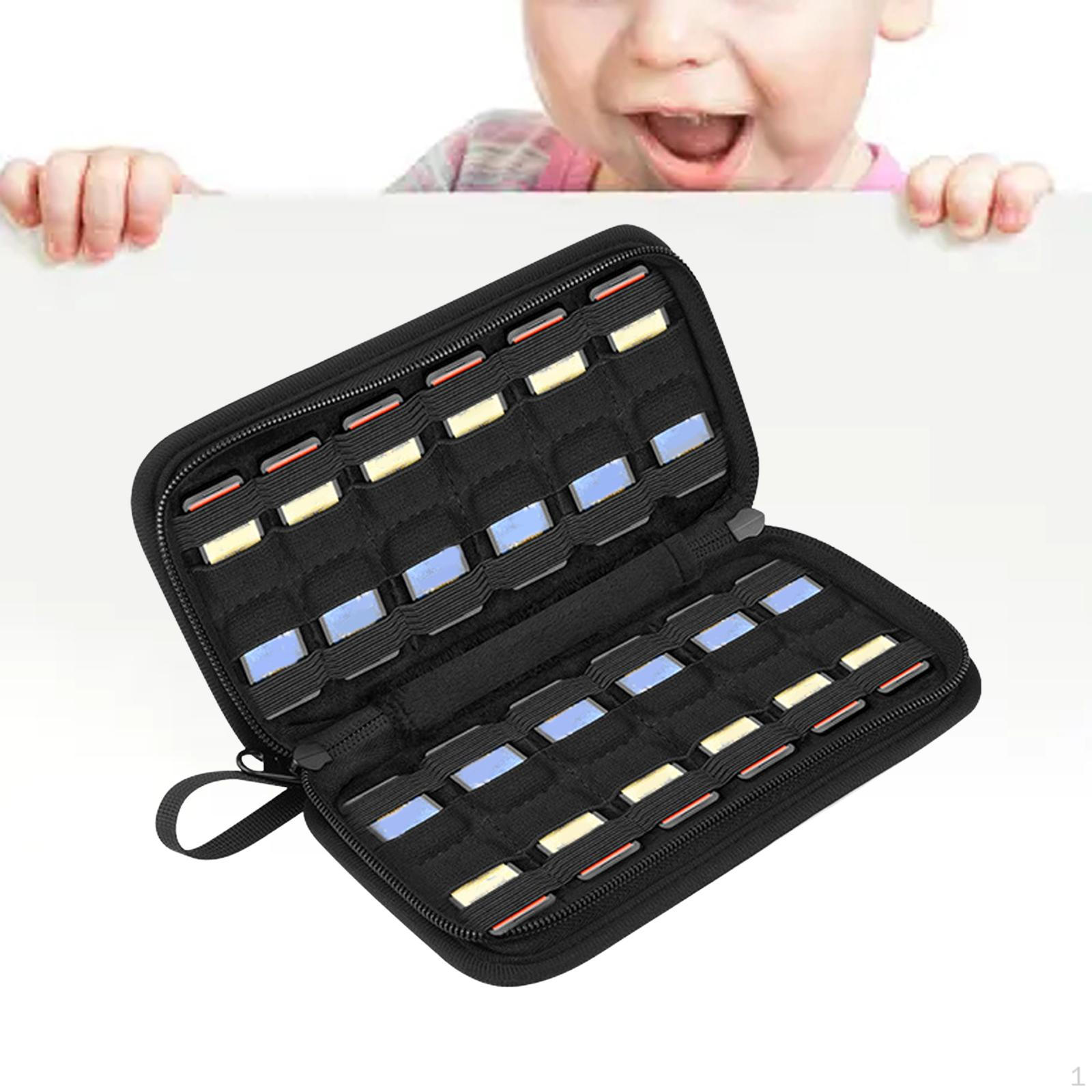 

Game Card Carrying Case with 24 Games Slots Dustproof Durable 600D Nylon Zipper Protective Holder