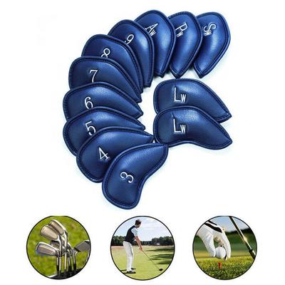Blue Golf Accessories Black Iron Protector Golf Club Head Cover Litchi Grain PU Leather