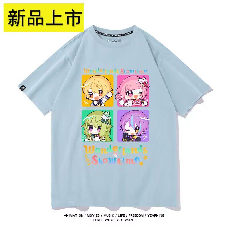 World Plan Colorful Stage Hatsune Miku Surrounding Tianma Si Pure Cotton Printed New Fashion Trend Unisexs and Womens Tshirt