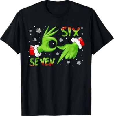 6 7 Six Seven Hand Gen Z Alpha Meme Slang Xmas Christmas T-Shirt