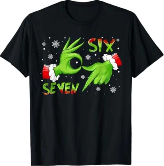 6 7 Six Seven Hand Gen Z Alpha Meme Slang Xmas Christmas T-Shirt S