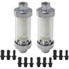 2x Universal 1/4" 5/16" 3/8" Chrome Glass Reusable Washable Inline Fuel Filter for Fuel Petrol Diesel Water Hose Pipe 6/8/10mm