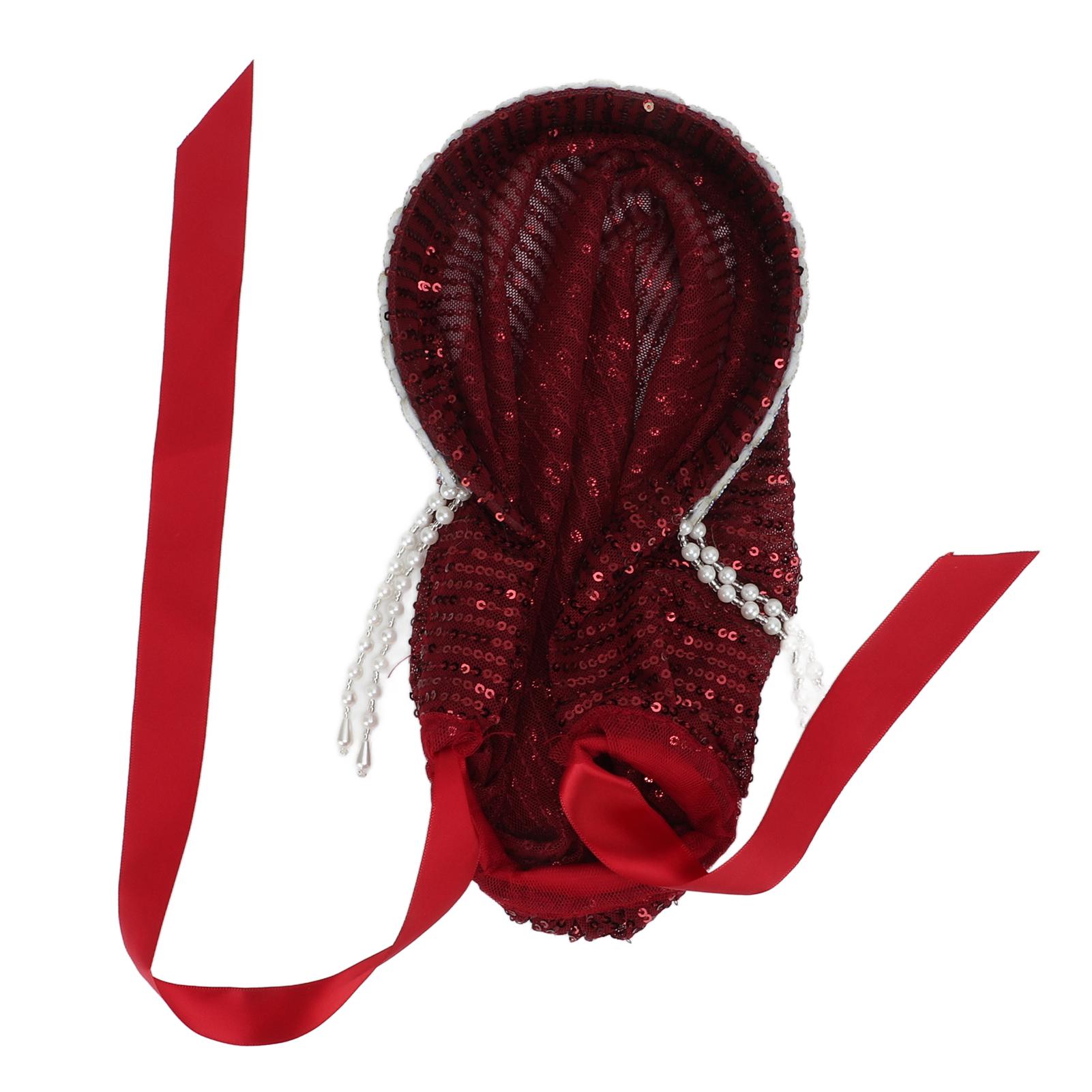 

Hijab for Women Elegant Elastic Flexible Soft Silky Hot Rhinestones Bow Muslim Headband Women s Hat HeadscarfWine Red вина червоного кольору