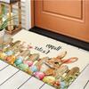 Easter Cartoon Rabbit Carpet Mat Rug with Colorful Eggs Flowers Home Porch Decoration Door Mat Festive Indoor Outdoor Floor Mat