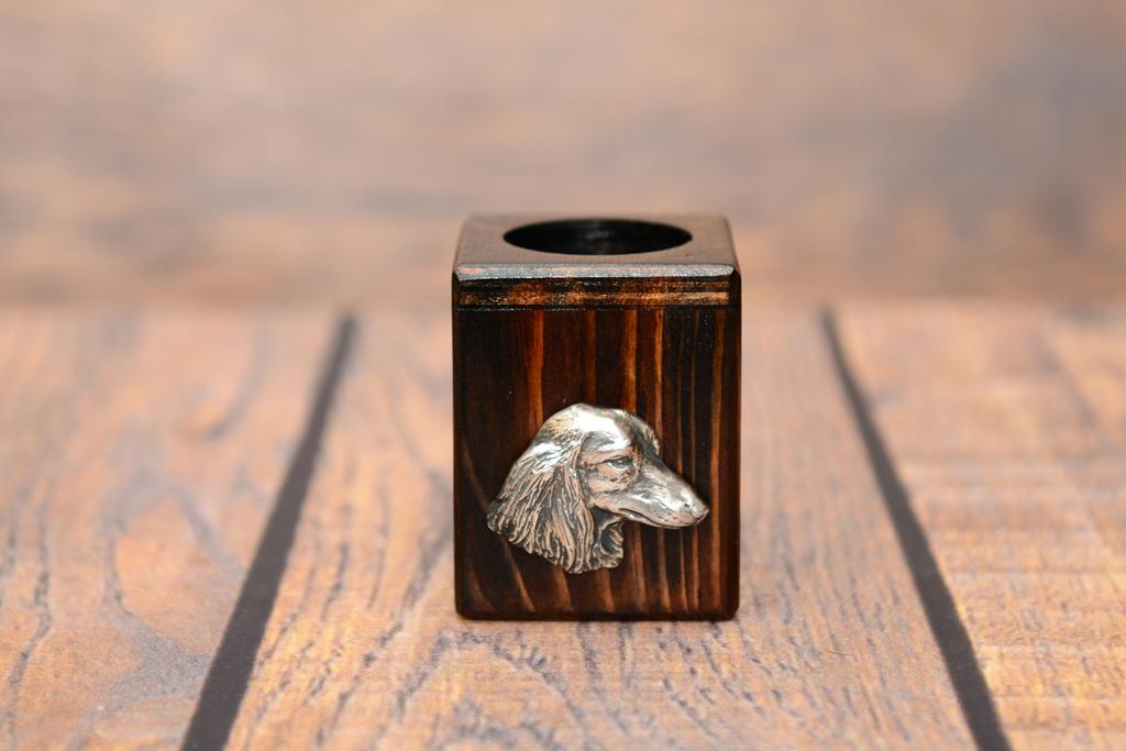 Dachshund - wooden candle holder with a dog, a unique souvenir after losing a dog, a handicraft from the Art-Dog brand