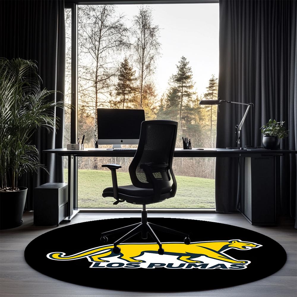 Los Pumas Printed Round Rug Carpet Chair Rug Area Rug Entryway Doormats,for Office Chair Living Room Bedroom Kitchen Room.