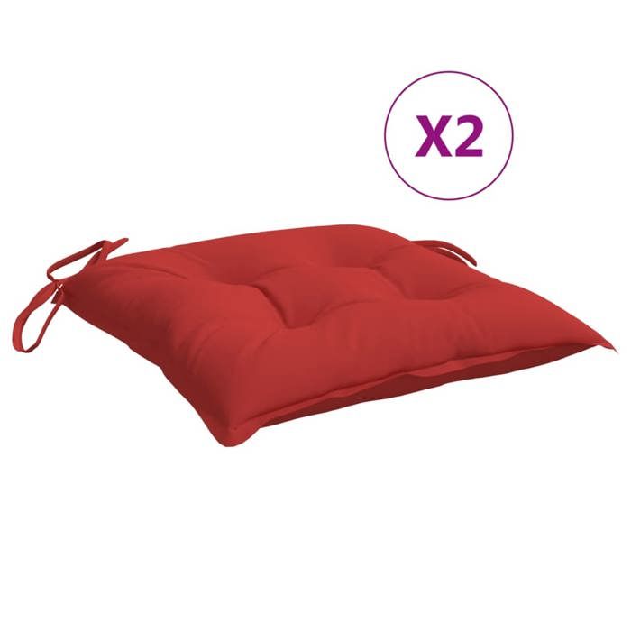 VidaXL Lot de 2 Coussins de Palette, Galette de Siège Imperméable, Coussin de Jardin, Décoration d'Extérieur Terrasse, Rouge 361525