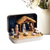Christmas Nativity Scene Set In a Tin Box Handmade Pocket Size Nativity Scene Gift Iron Box Resin Nativity Scene Set
