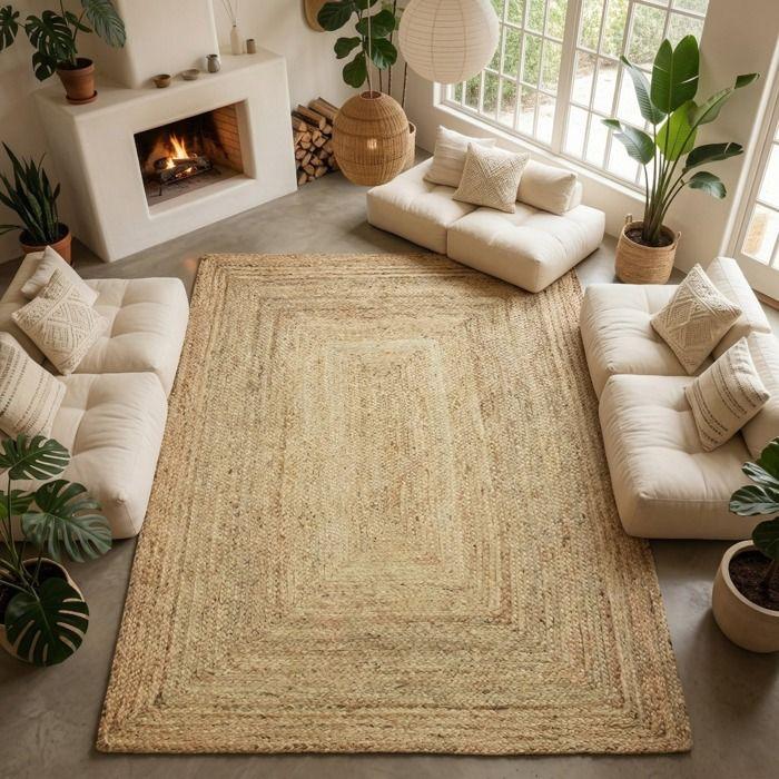 Artisanal Natural Braided Jute Rug 200x300