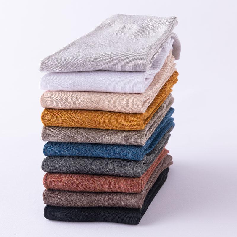 10 Pair Women's Bamboo Fiber Socks Harajuku Retro Solid Color Casual Ladies Set Black Socks Korean Style White Socks