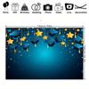 1 Kindergarten Graduation Party Background Banner - Durable Polyester Fabric Blue and Gold Starry Sky Design