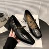 Square head single shoes 2025 autumn not tired feet thick heel metal shallow mouth Mary Jane small leather shoes women's shoes light luxury high sense