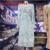French Floral Dress Summer Dress With Recycled Cellulose Fabric For Elegant Vacation Wear
