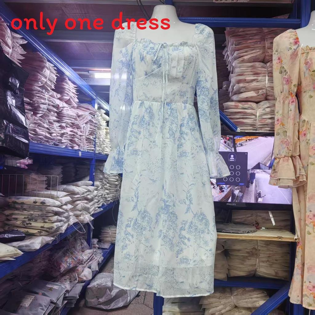 French Floral Dress Summer Dress With Recycled Cellulose Fabric For Elegant Vacation Wear