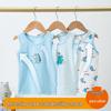 Kids' Cartoon Print Sleeveless Lycra Vest - Round Neck, Pure Cotton for All Seasons, Unisex.