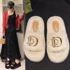 Wear Versatile Warm Winter Slippers Women Outer Velvet Cotton Winter Slippers Thick Bottom Word with Velvet Slippers Women