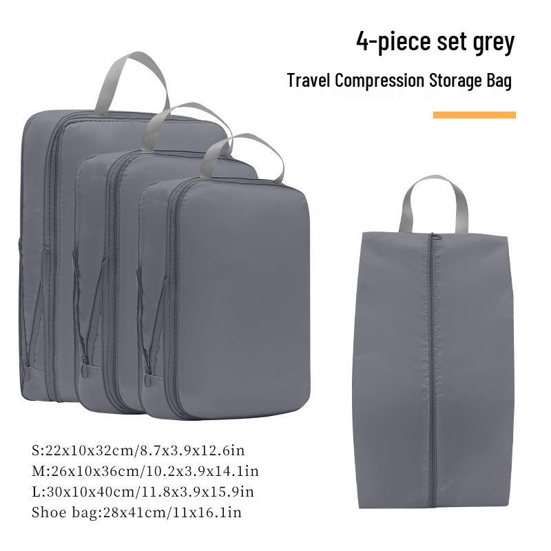 Four-Piece Travel Compression Bag Set for Clothes, Underwear, Toiletries, and Cosmetics