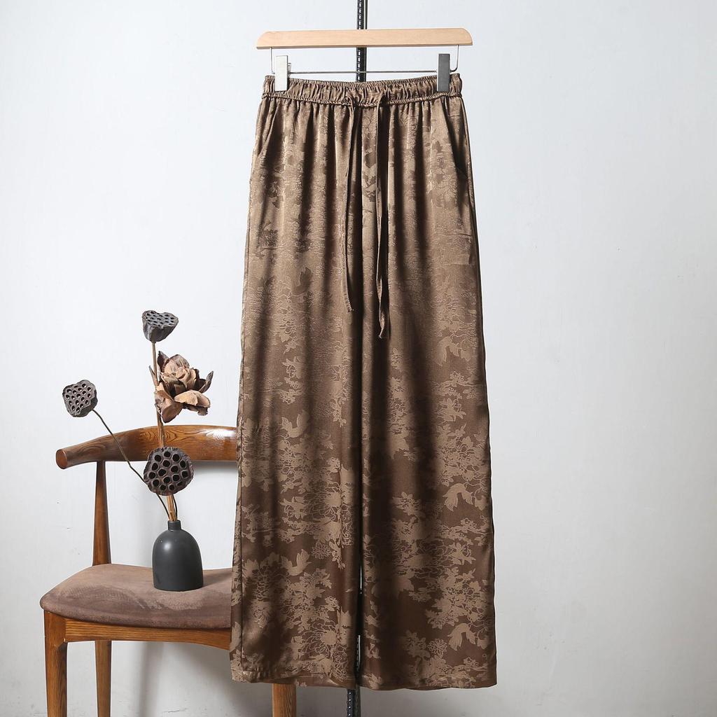 Damen High-Waist Jacquard Straight-Leg Hose - Locker, Schlankmachend, Lässige Frühling/Sommer-Bekleidung für Frauen mittleren Alters.