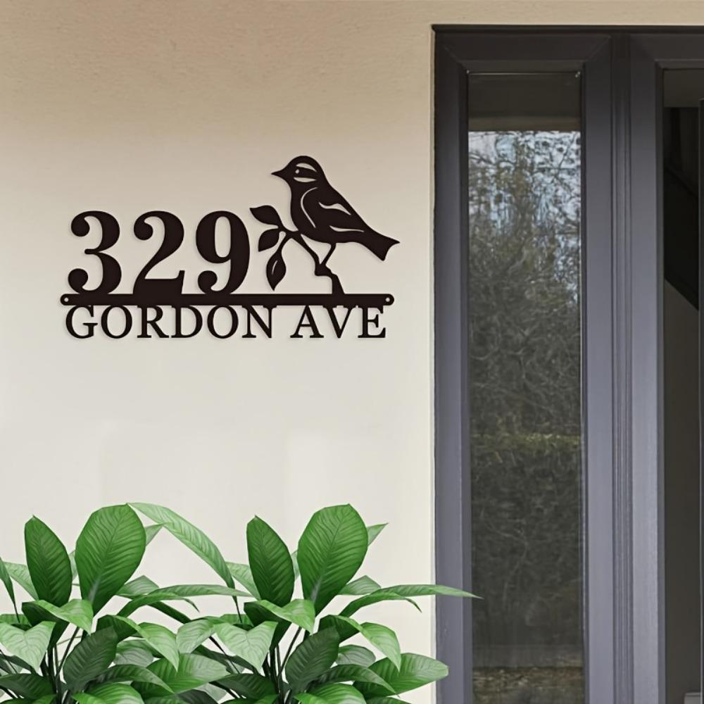 Metal House Number Sign, Bird Theme, Garden Wall Decor, Rustproof Entryway Plaque, Handmade Home Gift